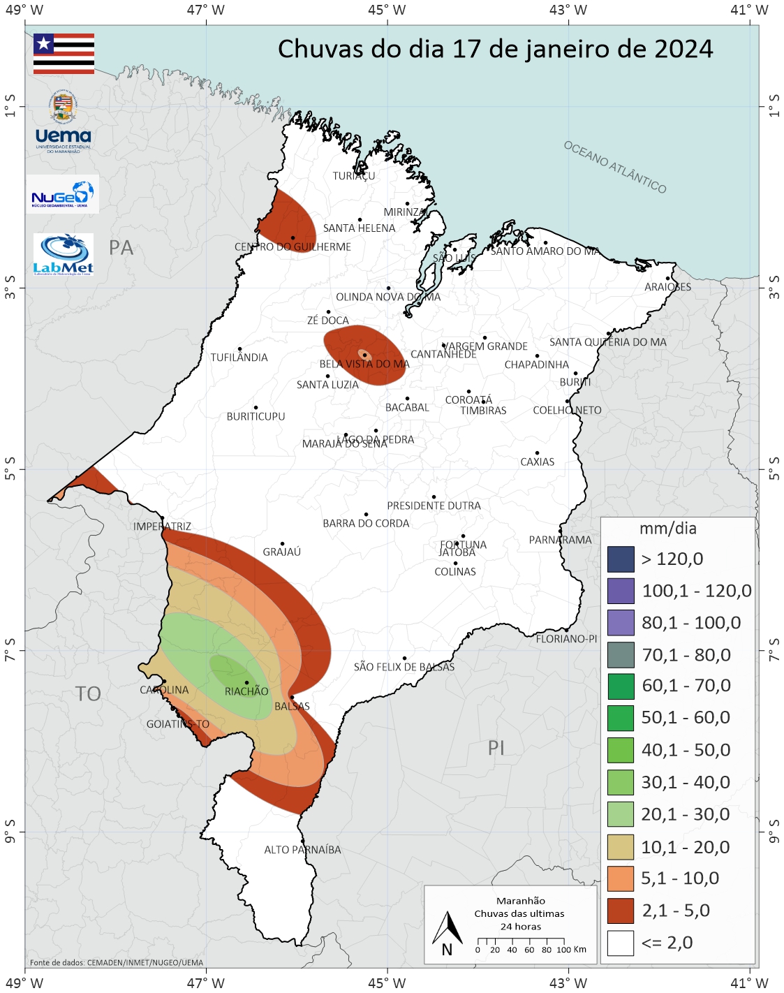 Chuvas do dia 17/01/2024