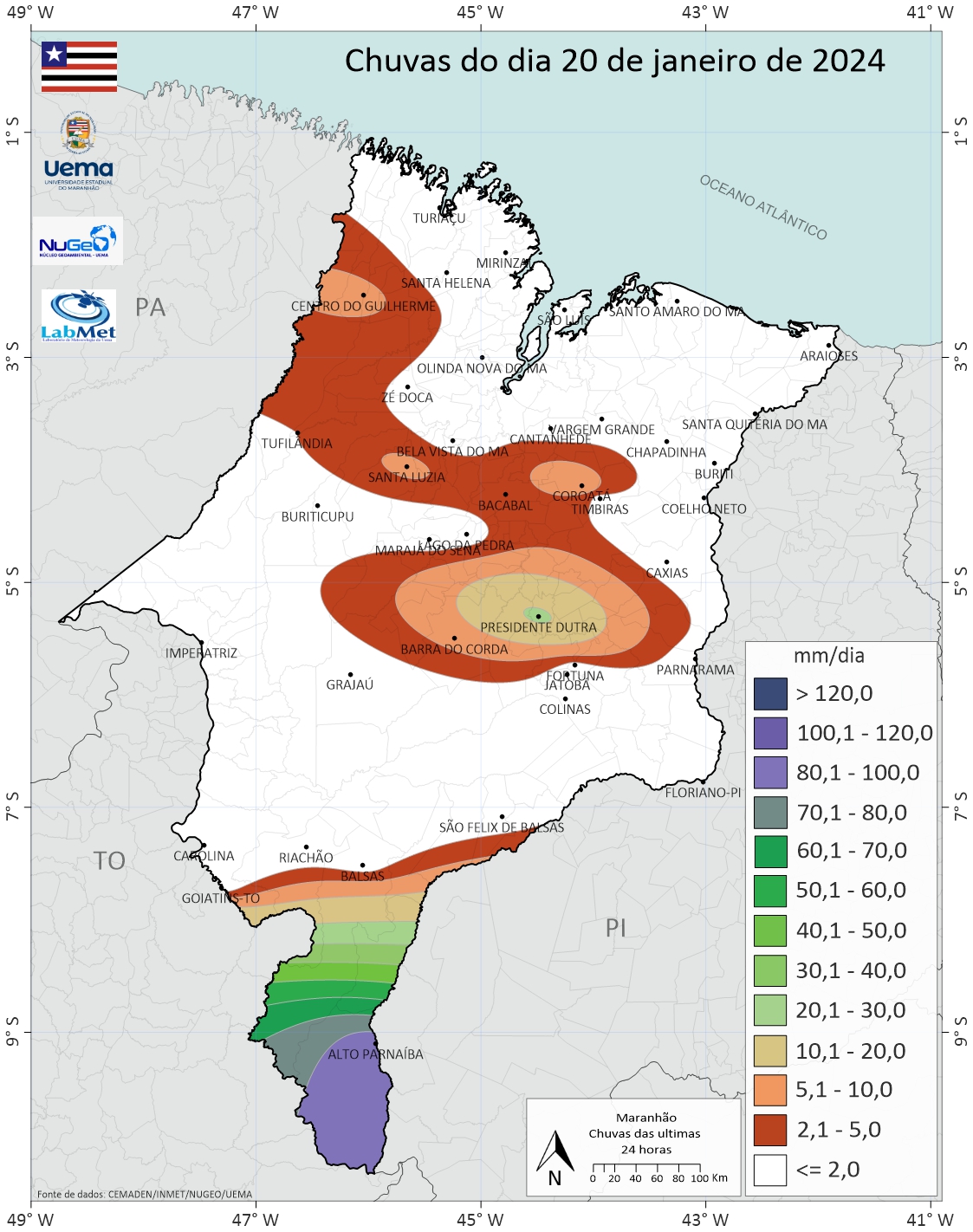 Chuvas do dia 20/01/2024