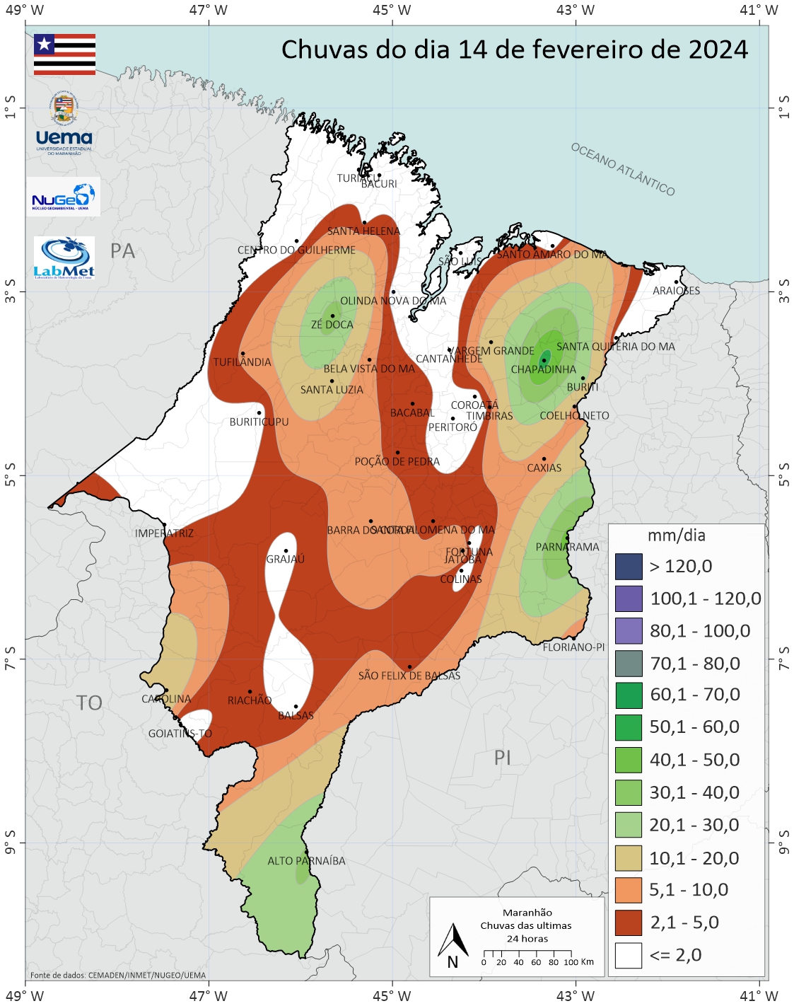 Chuvas do dia 14/02/2024