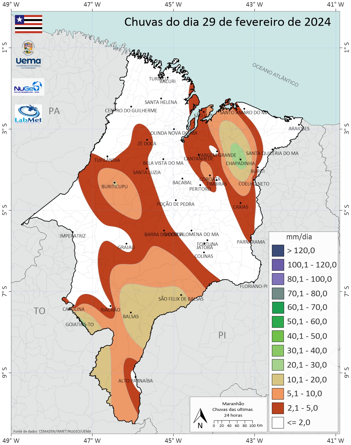 Chuvas do dia 29/02/2024